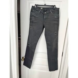 AG Adriano Goldschmied Premiere Skinny Straight Distressed Pocket Jeans